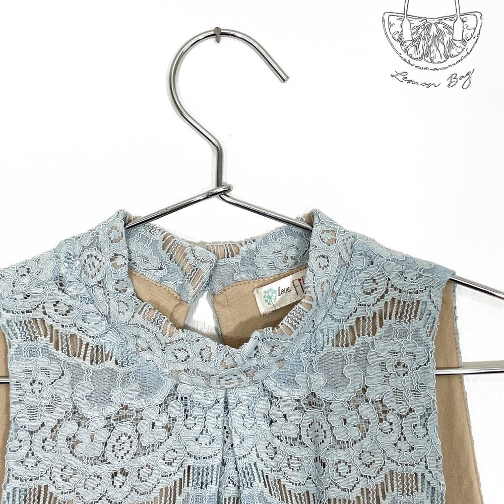 Love, Fire / Lace Sleeveless Halter Top Mock Neck / Size S / Color Blue - Picture 5 of 6